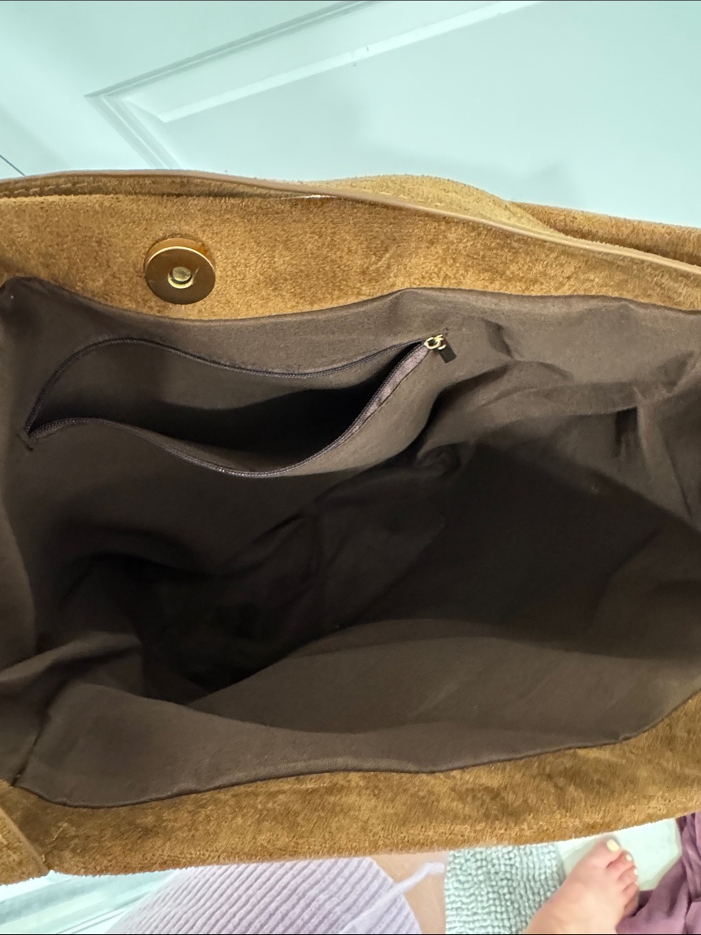 Faux Suede Tote Bag in Brown - Unbranded - Picture 2 of 4
